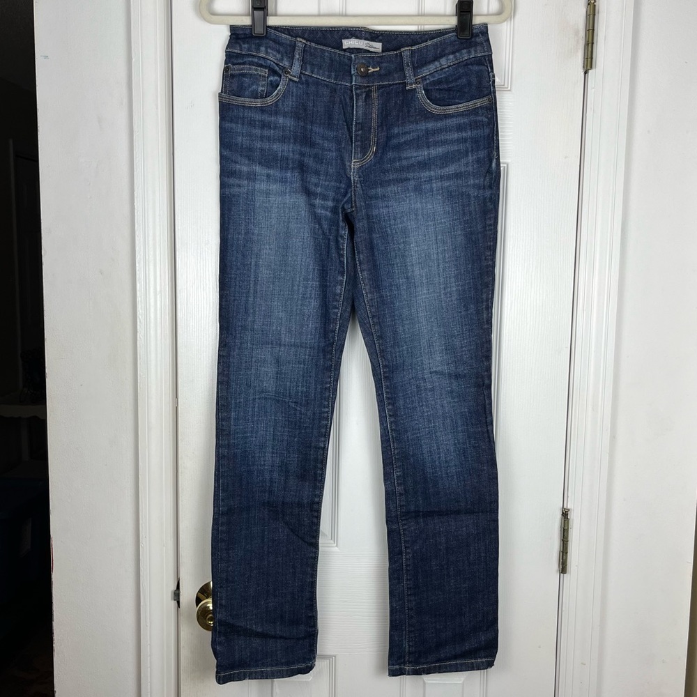 Chico’s Platinum Dark Wash Denim Ultimate Fit Slim Leg Jeans